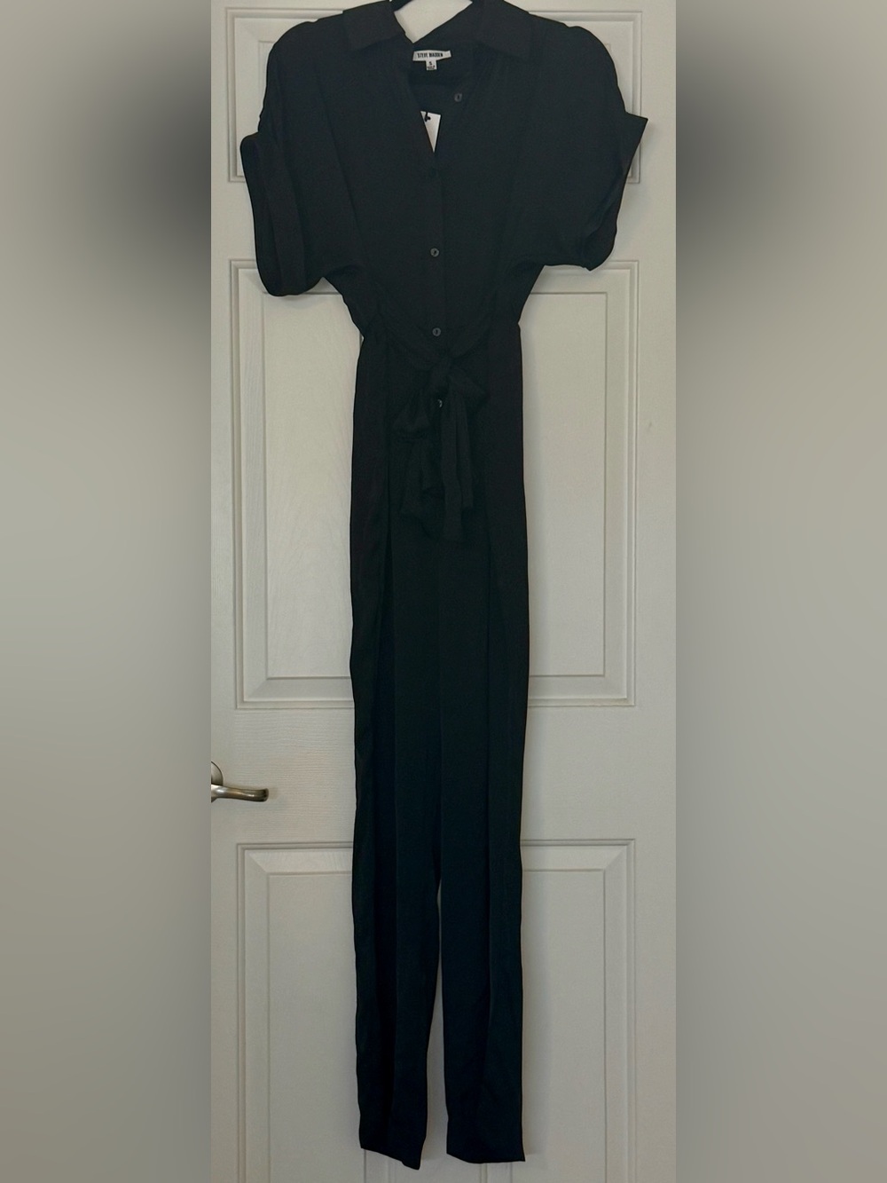 Steve Madden Black Tie-Waist Jumpsuit